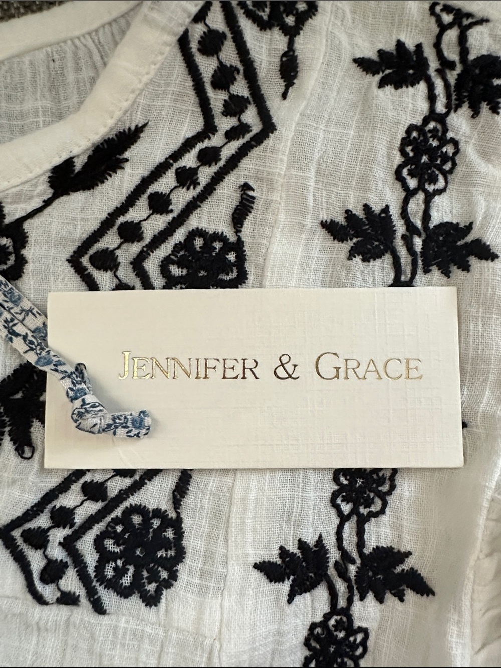 Jennifer & Grace Ecru Embroidered 100% Cotton Blouse Women's Size 1X NWT - Picture 7 of 9